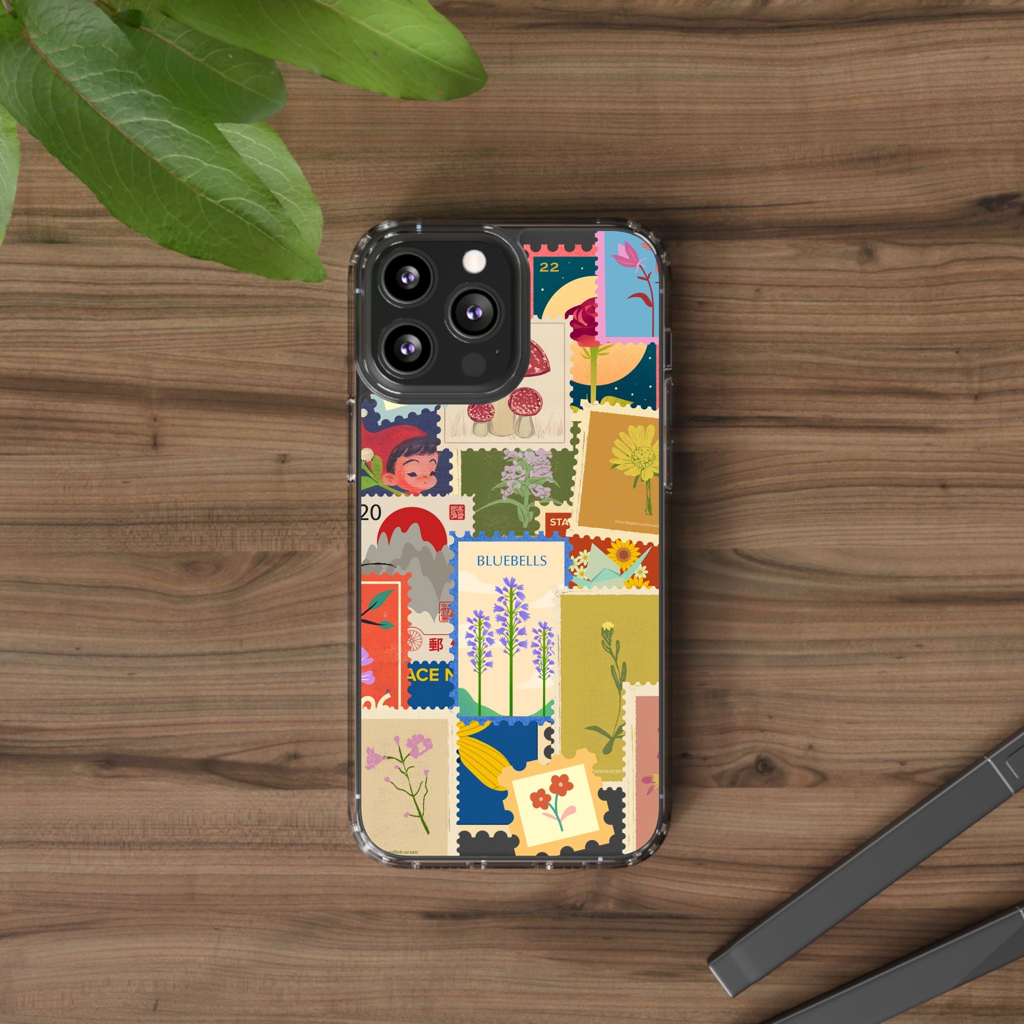 Clear Case — Vintage Floral Stamp Collage Phone Case