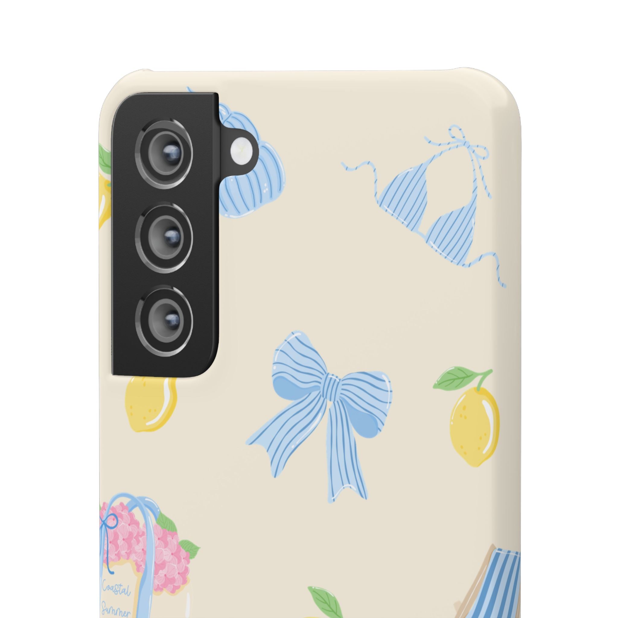Cute Lemon & Beach Pattern Phone Case — Pastel Summer Snap Case