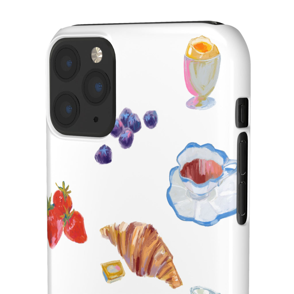 Phone Case — Watercolor Breakfast Pattern (croissant, berries, juice)