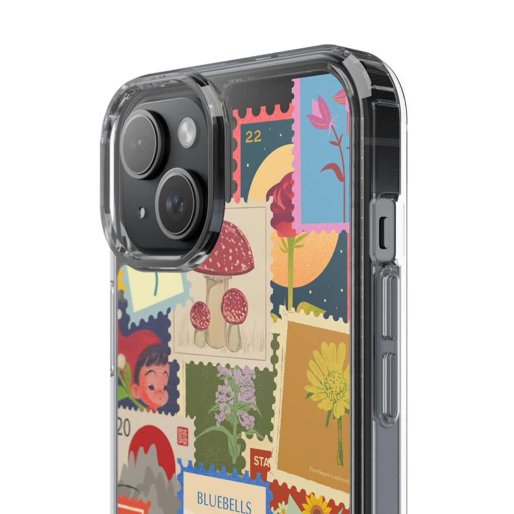 Clear Case — Vintage Floral Stamp Collage Phone Case