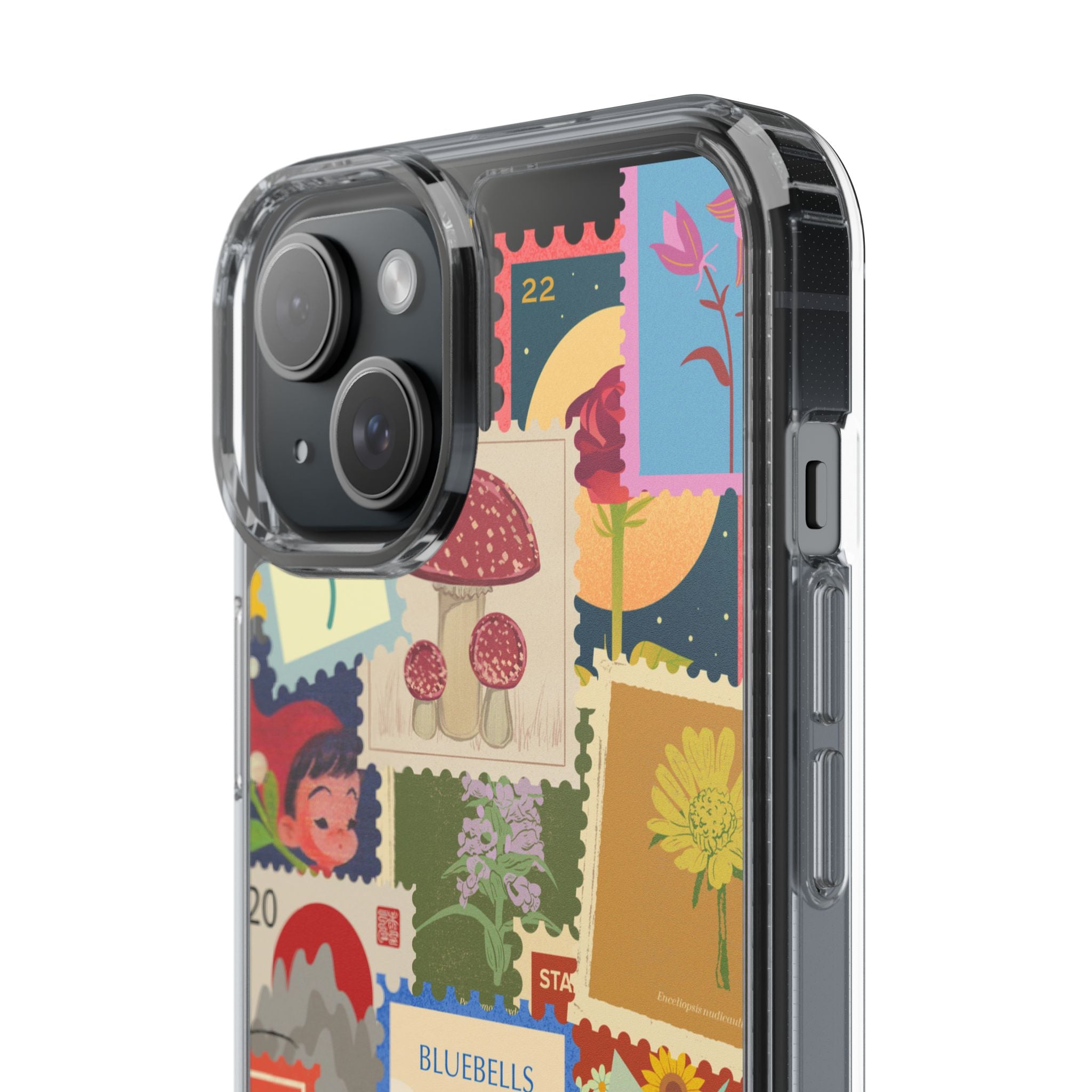 Clear Case — Vintage Floral Stamp Collage Phone Case