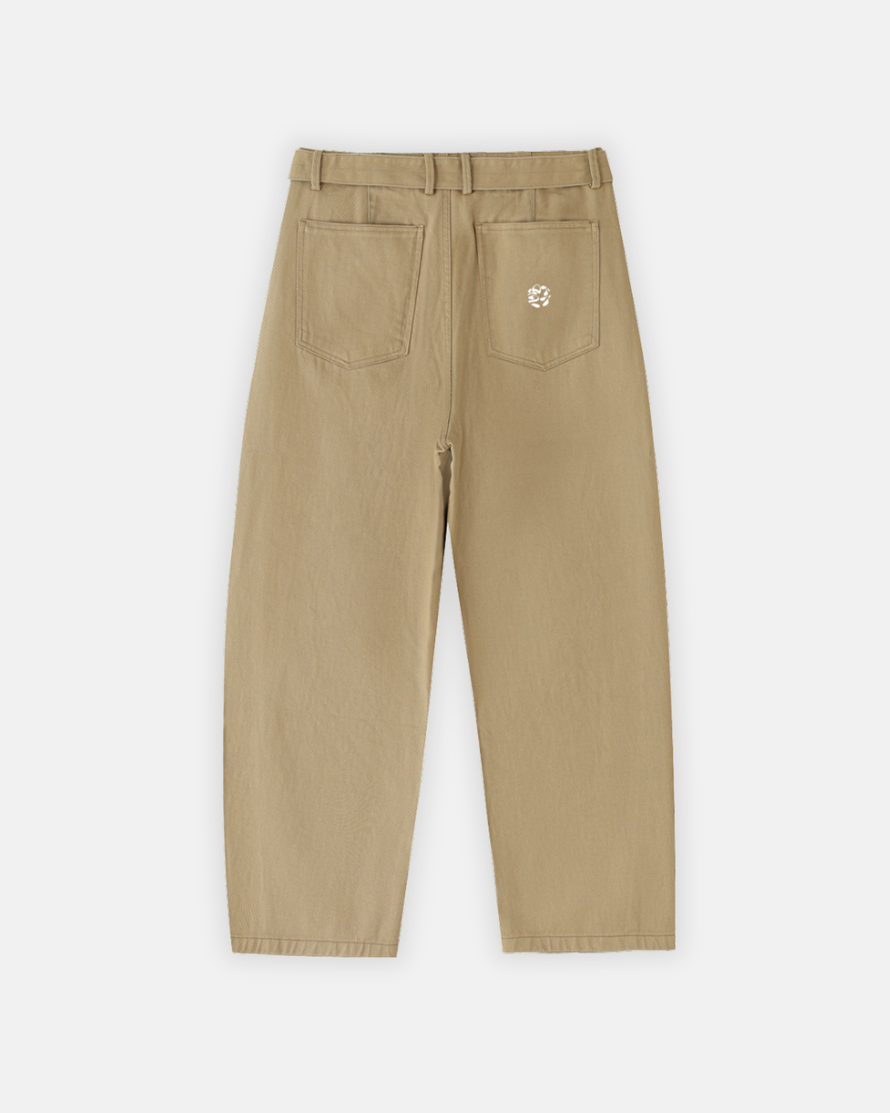 Belted Barrel-leg Chino Pants