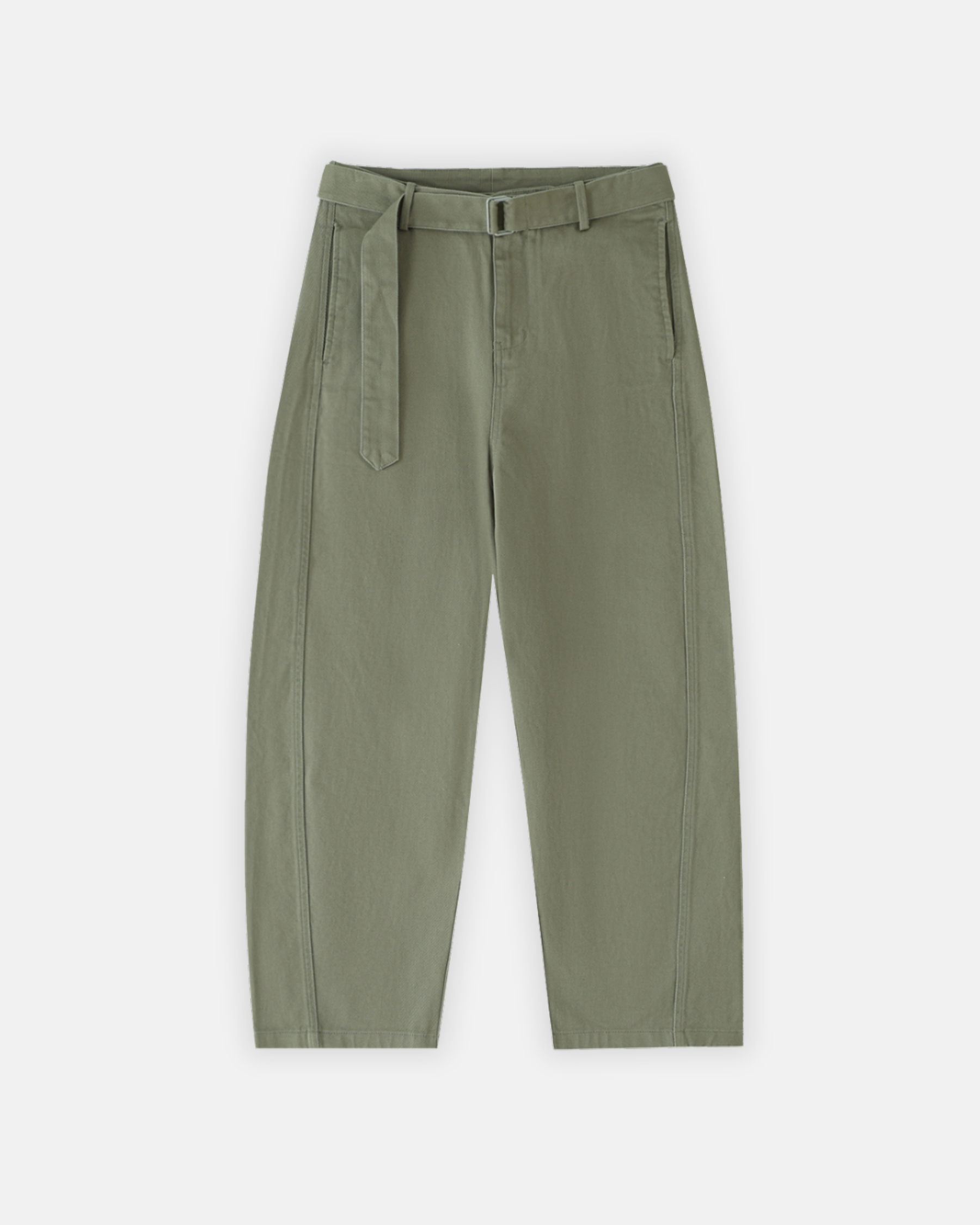 Belted Barrel-leg Chino Pants