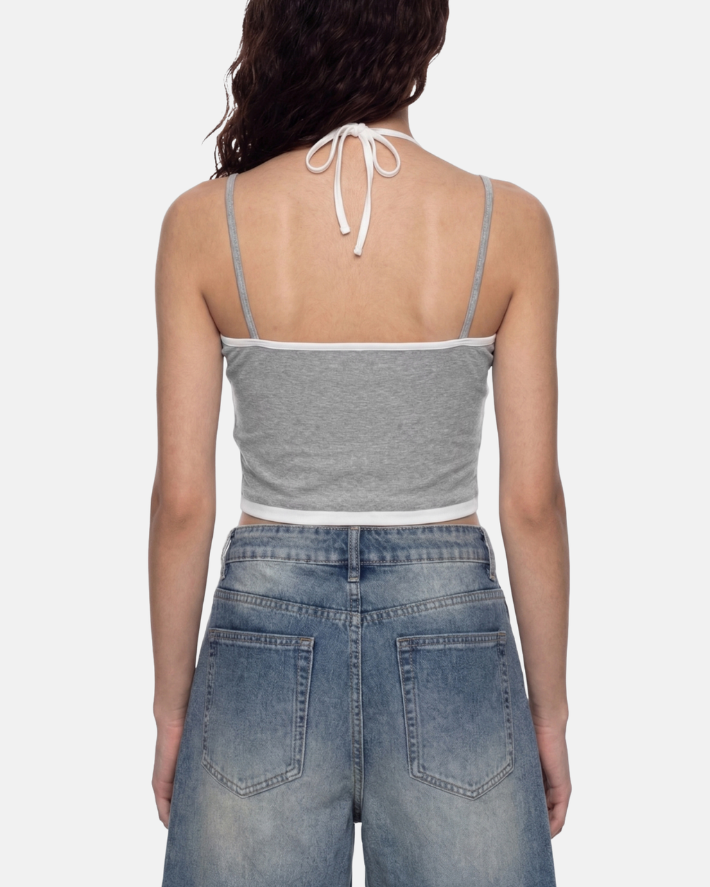 Contrast Binding Halter Tank Top