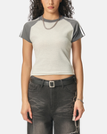 Contrast Stripes Bodycon Raglan  Sleeve T-Shirt