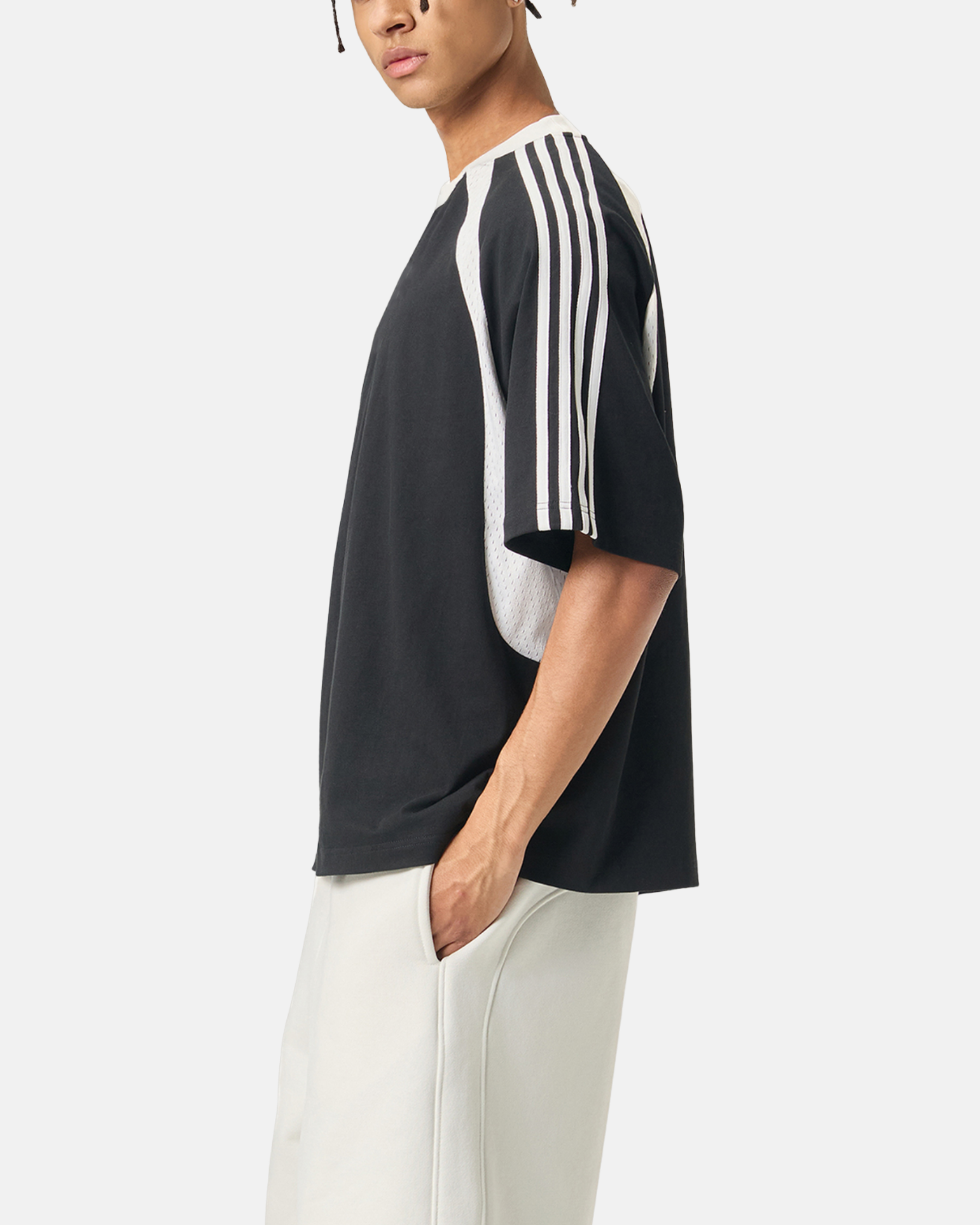 Mens Mesh Panel T-Shirt – Contrast Stripe Streetwear Tee