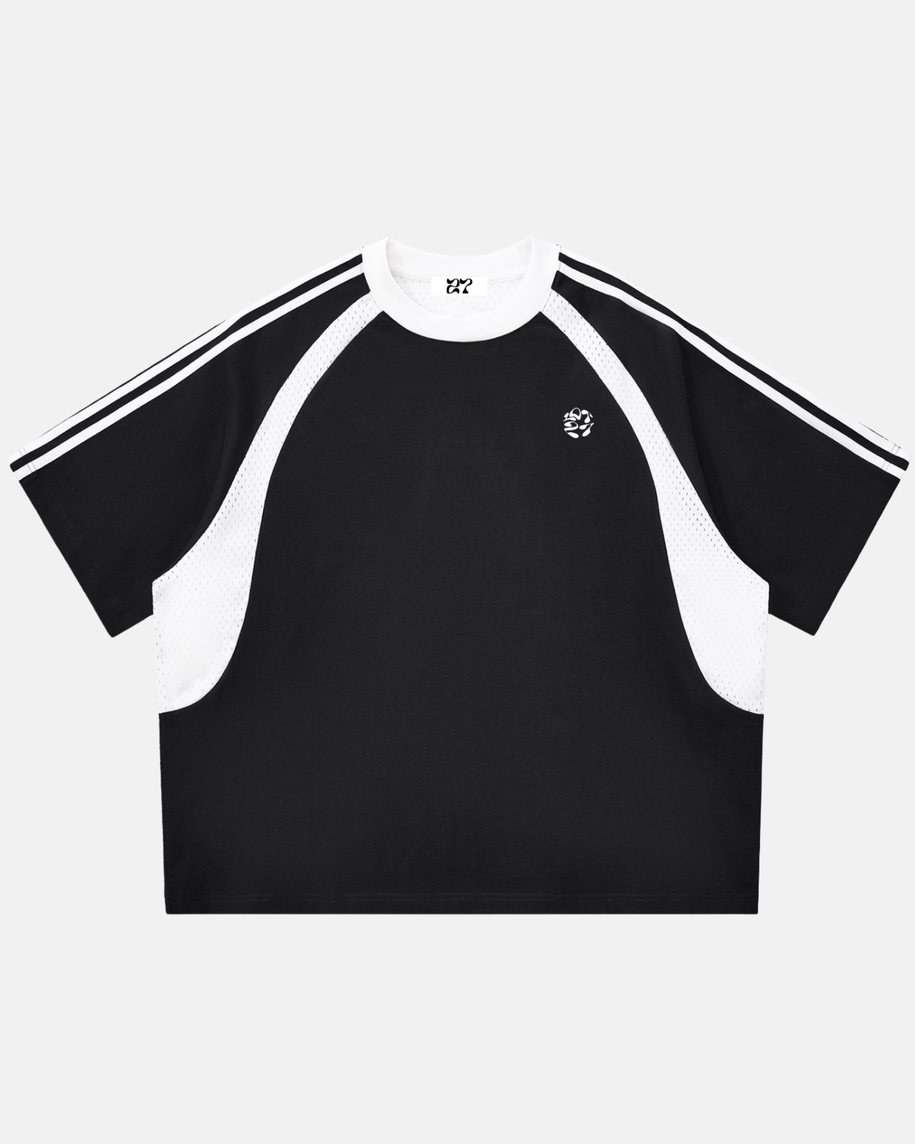 Mens Mesh Panel T-Shirt – Contrast Stripe Streetwear Tee