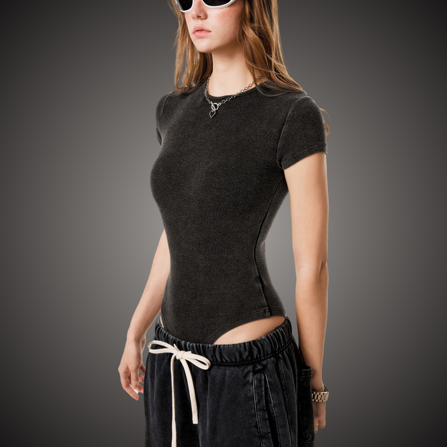 Women's Mineral Wash Crewneck Bodysuit