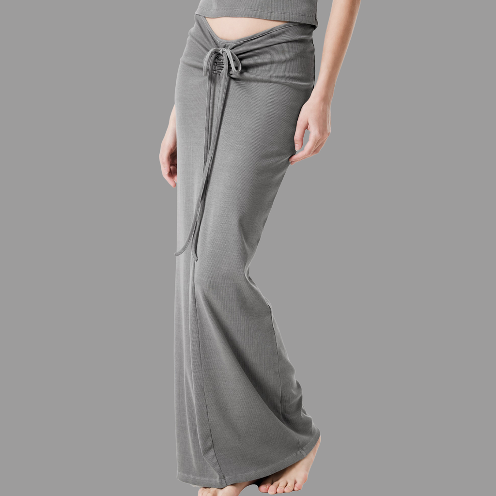 Dyed Washed Drawstring Maxi Skirt
