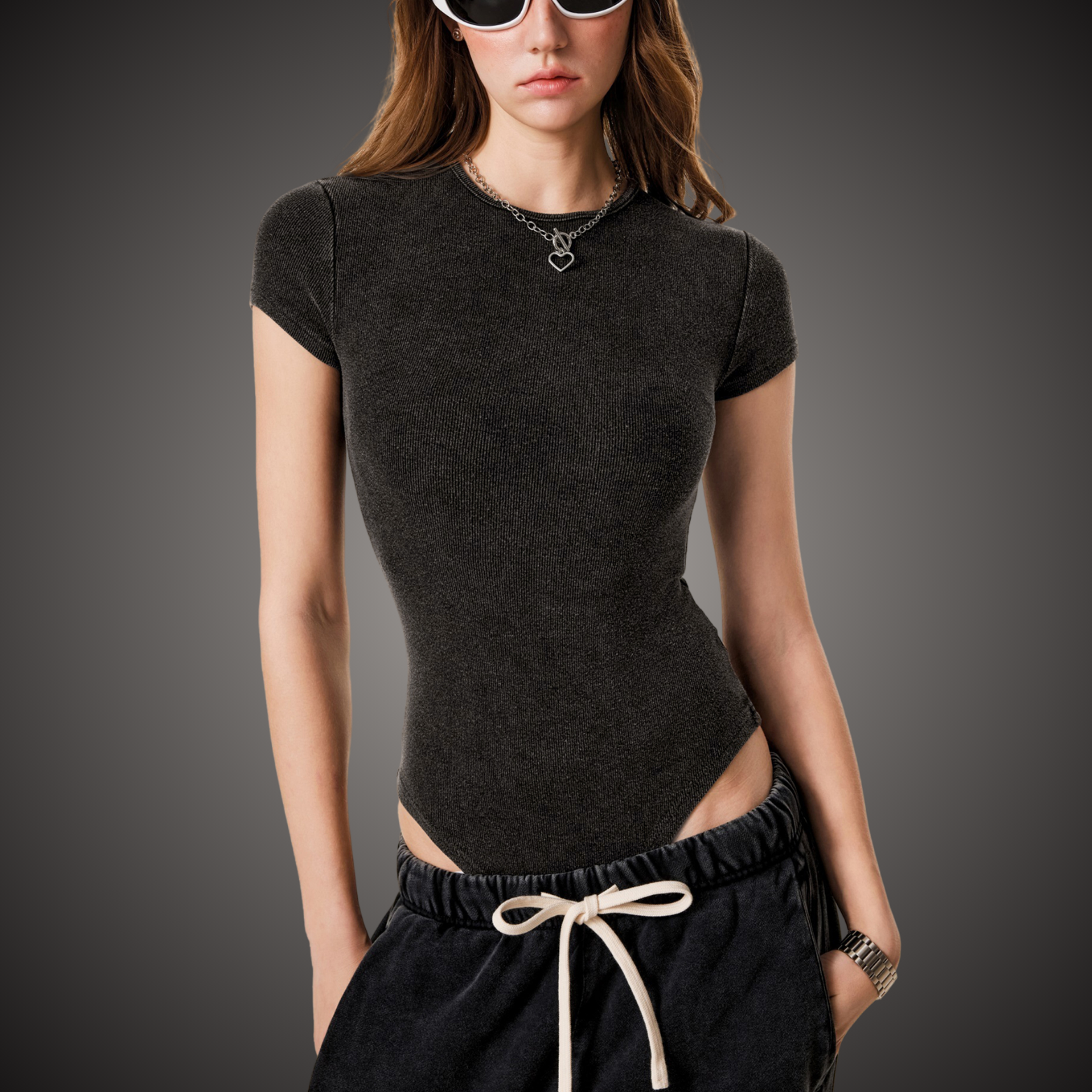 Women's Mineral Wash Crewneck Bodysuit