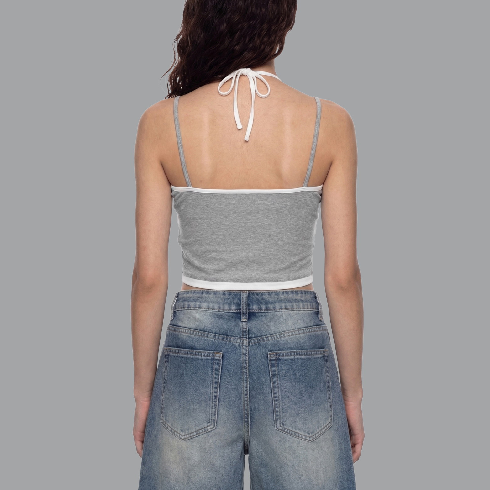 Contrast Binding Halter Tank Top