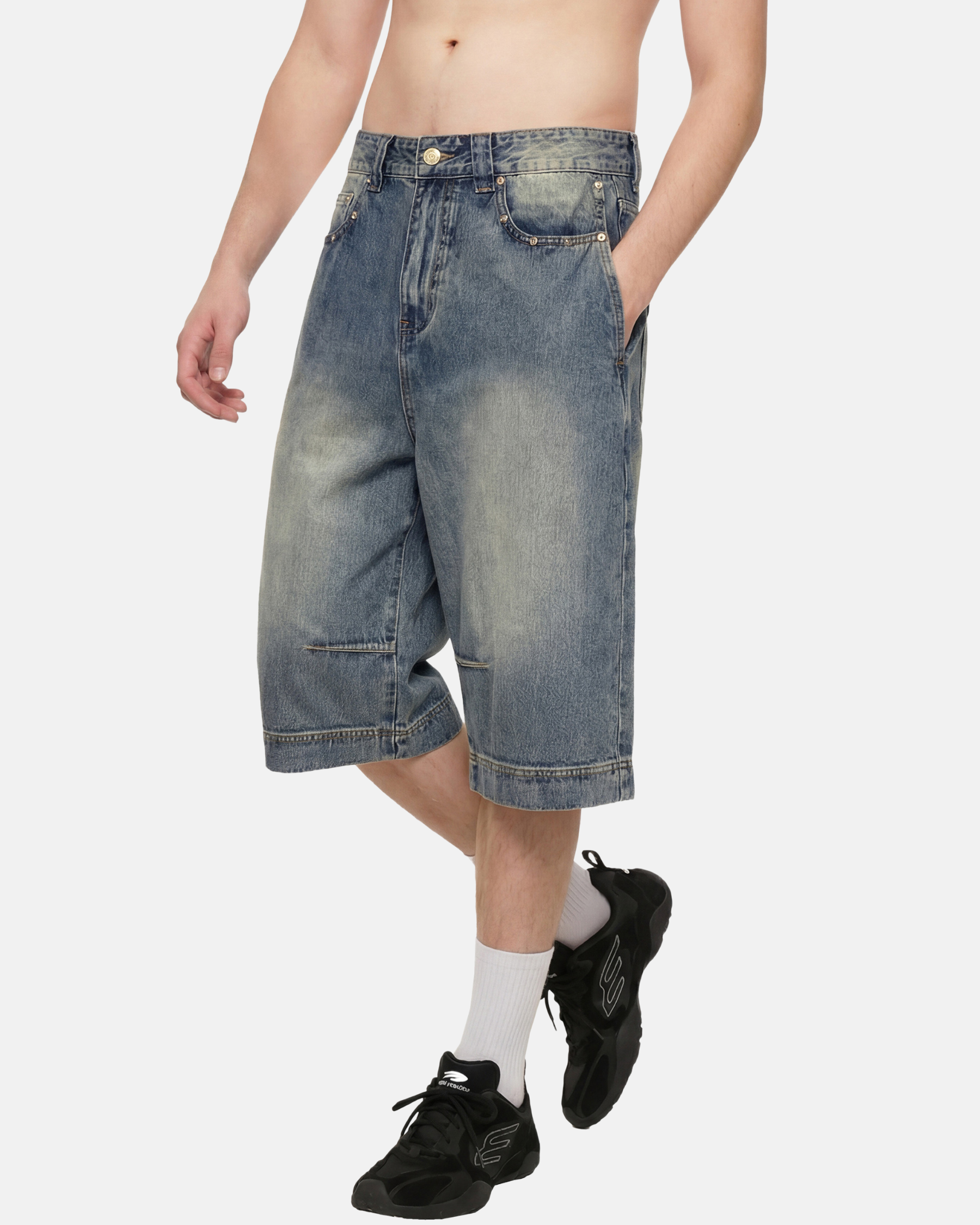 Vintage Wash Baggy Denim Shorts