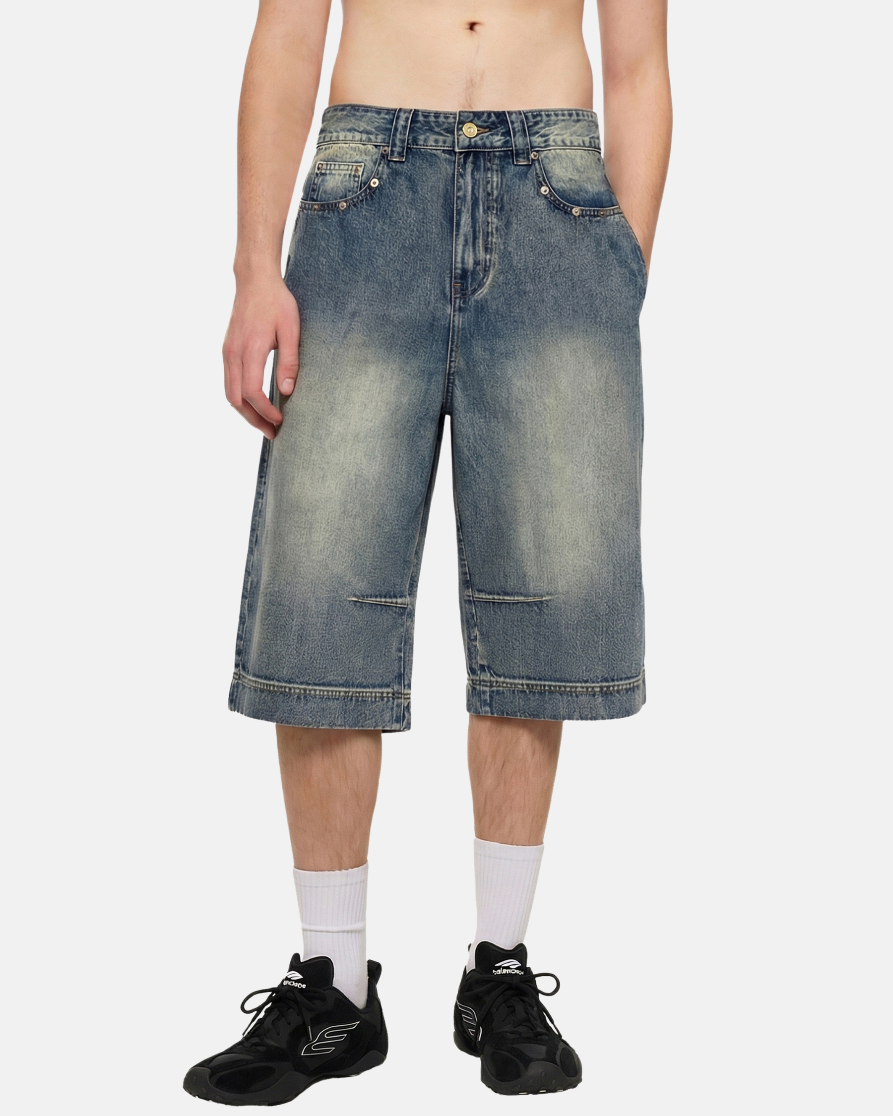 Vintage Wash Baggy Denim Shorts
