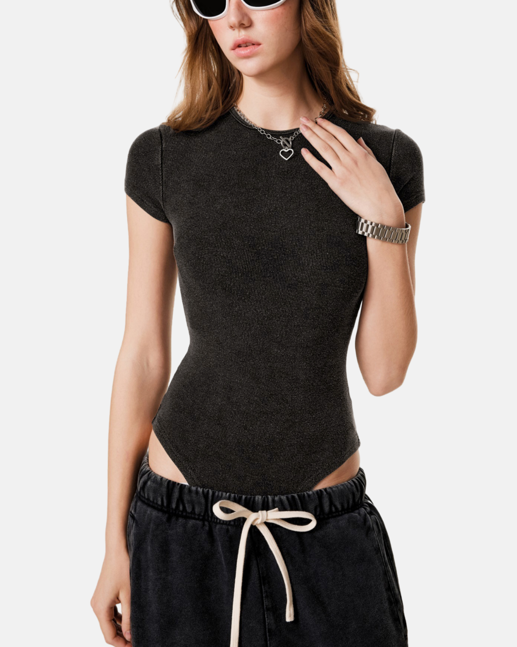 Women's Mineral Wash Crewneck Bodysuit