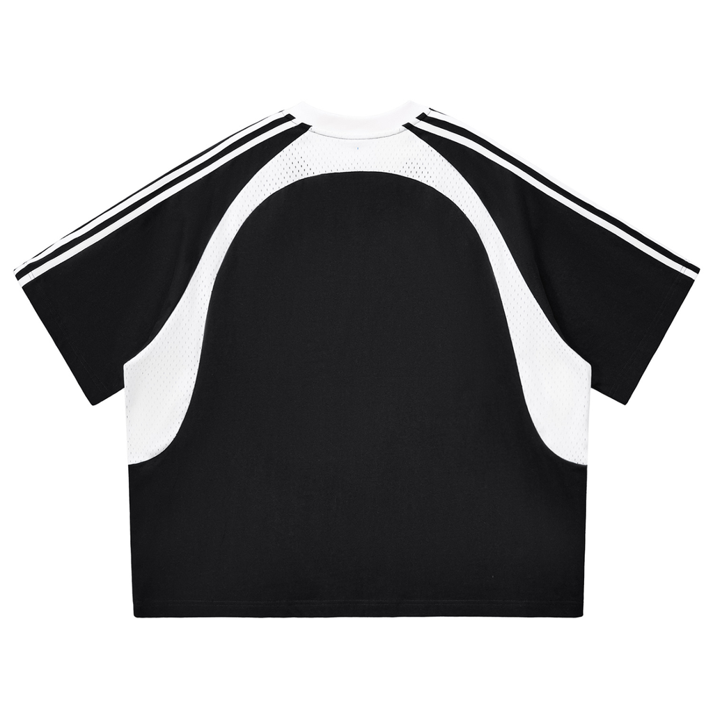 Mens Mesh Panel T-Shirt – Contrast Stripe Streetwear Tee